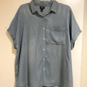 NWT a.n.a. Brand. Light blue denim color, shirt. Very lightweight. Size Large.